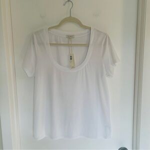 Z Supply White Cotton Scoop Neck Tee, Size L
